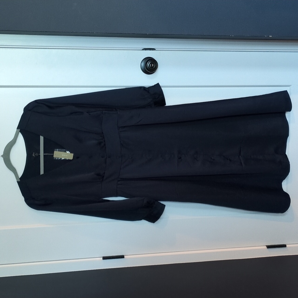 J. Crew Classic Navy Blue Long Sleeve Satin Dress Size 4